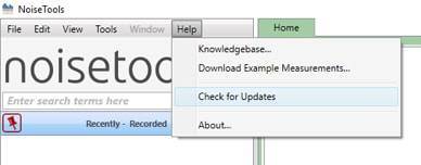 Screenshot of NoiseTools software showing how to install updates