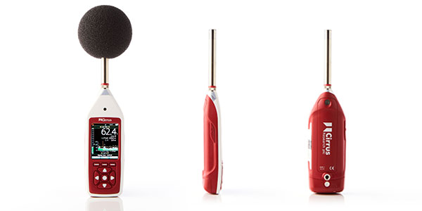 An image showing the front, side and rear view of the Optimus+ Yellow simple sound level meters